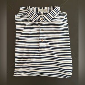 Private Estate Blue and White Striped Polo Shirt Size XL